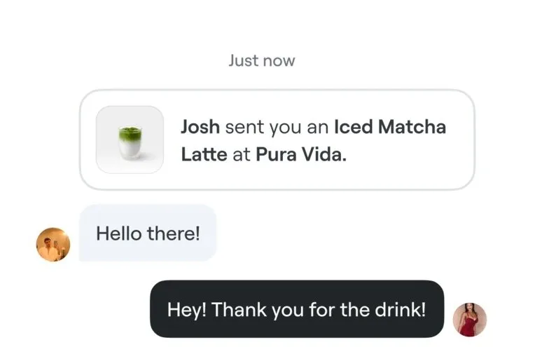 Chat opening after a drink is accepted